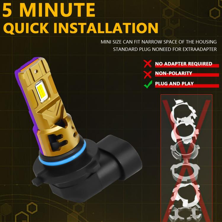 9005 2pcs/Pack 35W 3000LM 6500K IP68 Waterproof Car LED Headlight Bulb(Gold) - LED Headlamps by buy2fix | Online Shopping UK | buy2fix