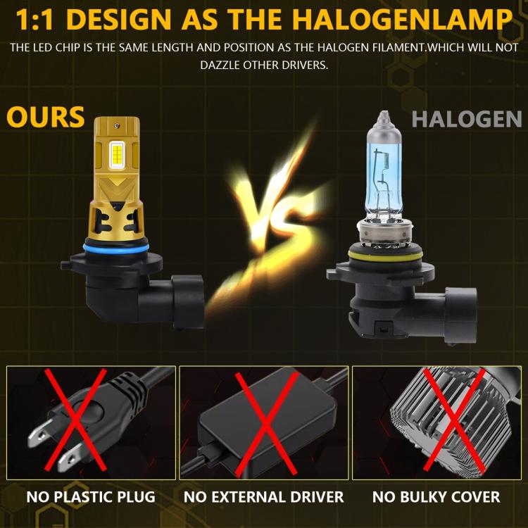 9006 2pcs/Pack 35W 3000LM 6500K IP68 Waterproof Car LED Headlight Bulb(Gold) - LED Headlamps by buy2fix | Online Shopping UK | buy2fix