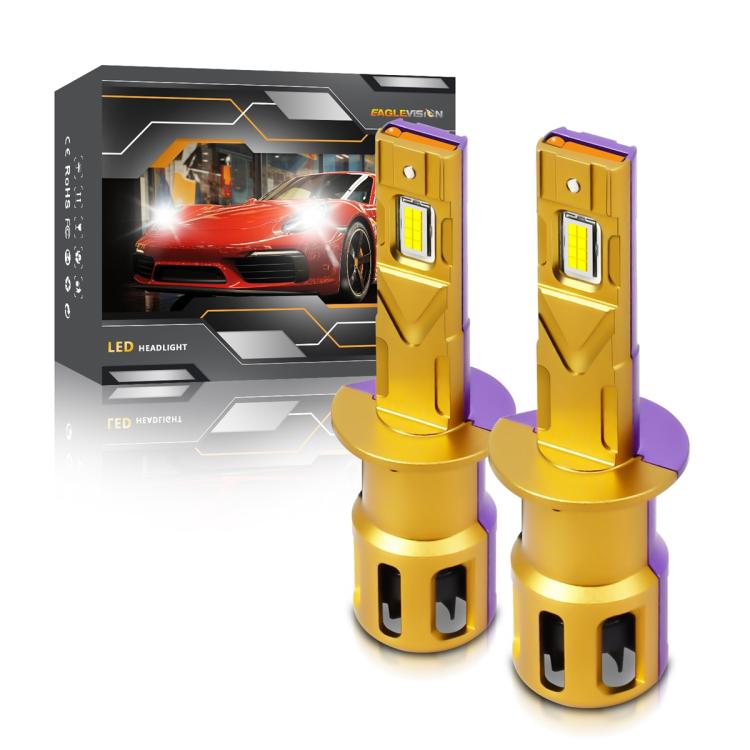 H1 2pcs/Pack 35W 3000LM 6500K IP68 Waterproof Car LED Headlight Bulb(Gold) - LED Headlamps by buy2fix | Online Shopping UK | buy2fix