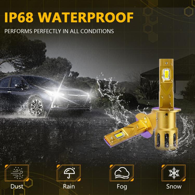 H1 2pcs/Pack 35W 3000LM 6500K IP68 Waterproof Car LED Headlight Bulb(Gold) - LED Headlamps by buy2fix | Online Shopping UK | buy2fix