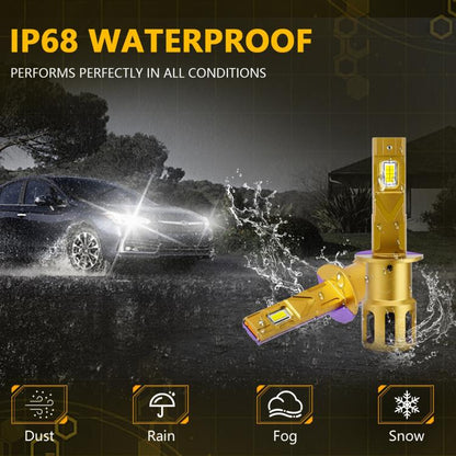 H1 2pcs/Pack 35W 3000LM 6500K IP68 Waterproof Car LED Headlight Bulb(Gold) - LED Headlamps by buy2fix | Online Shopping UK | buy2fix