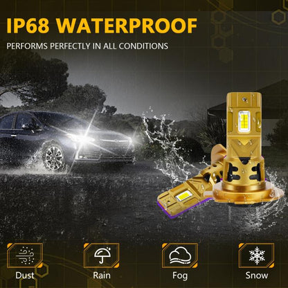 H7 2pcs/Pack 35W 3000LM 6500K IP68 Waterproof Car LED Headlight Bulb(Gold) - LED Headlamps by buy2fix | Online Shopping UK | buy2fix