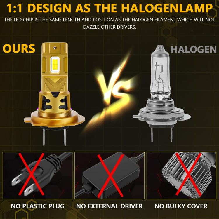 H7 2pcs/Pack 35W 3000LM 6500K IP68 Waterproof Car LED Headlight Bulb(Gold) - LED Headlamps by buy2fix | Online Shopping UK | buy2fix