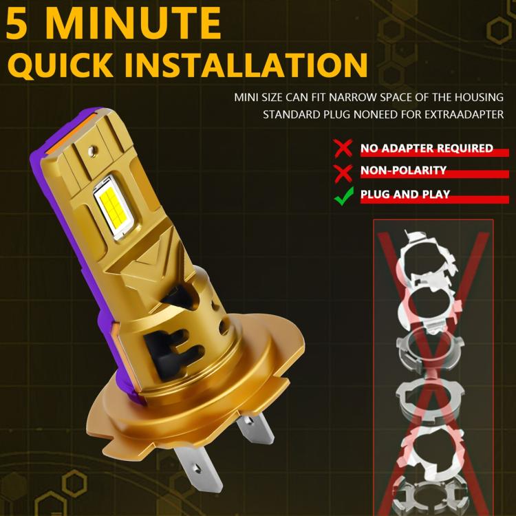 H7 2pcs/Pack 35W 3000LM 6500K IP68 Waterproof Car LED Headlight Bulb(Gold) - LED Headlamps by buy2fix | Online Shopping UK | buy2fix