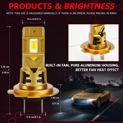 H7 2pcs/Pack 35W 3000LM 6500K IP68 Waterproof Car LED Headlight Bulb(Gold) - LED Headlamps by buy2fix | Online Shopping UK | buy2fix
