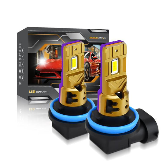 H11 2pcs/Pack 35W 3000LM 6500K IP68 Waterproof Car LED Headlight Bulb(Gold) - LED Headlamps by buy2fix | Online Shopping UK | buy2fix