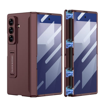 For Samsung Galaxy Z Fold7 5G GKK Integrated HD Film Magnetic Folding Full Cover Phone Case(Wine Red) - Galaxy Z Fold7 5G Cases by GKK | Online Shopping UK | buy2fix