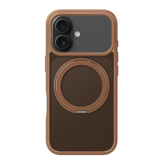 For iPhone 17 Kalebol Frosted MagSafe Holder Acrylic Hybrid TPU Phone Case(Desert Gold)