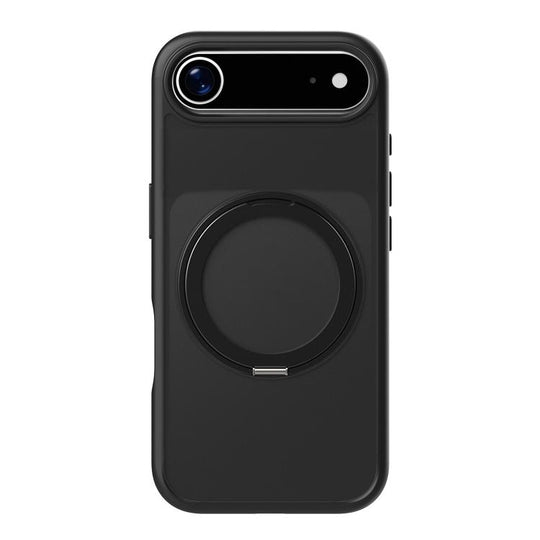 For iPhone Air Kalebol Frosted MagSafe Holder Acrylic Hybrid TPU Phone Case(Black)