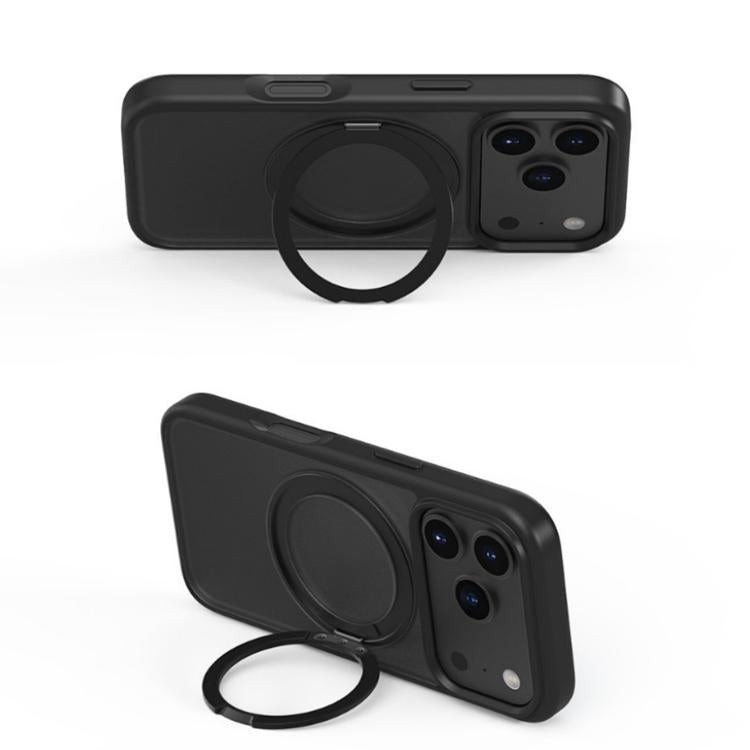 For iPhone 17 Pro Kalebol Frosted MagSafe Holder Acrylic Hybrid TPU Phone Case(Black) - iPhone 17 Pro Cases by Kalebol | Online Shopping UK | buy2fix