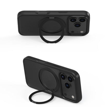 For iPhone 17 Pro Kalebol Frosted MagSafe Holder Acrylic Hybrid TPU Phone Case(Black) - iPhone 17 Pro Cases by Kalebol | Online Shopping UK | buy2fix