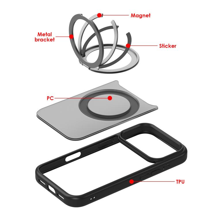 For iPhone 17 Pro Kalebol Frosted MagSafe Holder Acrylic Hybrid TPU Phone Case(Transparent) - iPhone 17 Pro Cases by Kalebol | Online Shopping UK | buy2fix