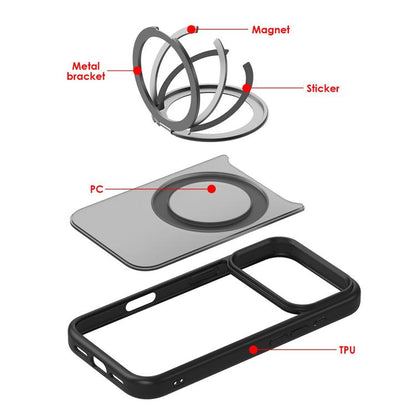 For iPhone 17 Pro Kalebol Frosted MagSafe Holder Acrylic Hybrid TPU Phone Case(Black) - iPhone 17 Pro Cases by Kalebol | Online Shopping UK | buy2fix