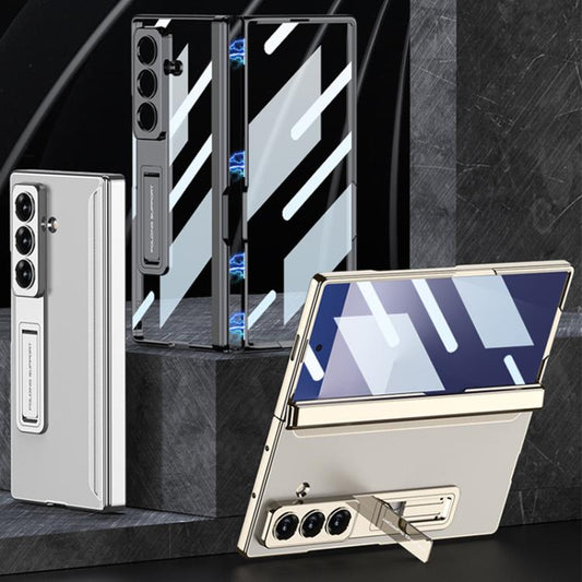For Samsung Galaxy Z Fold7 5G GKK Integrated Magnetic Phantom Hinge Phone Case with Holder(Gold) - Galaxy Z Fold7 5G Cases by GKK | Online Shopping UK | buy2fix