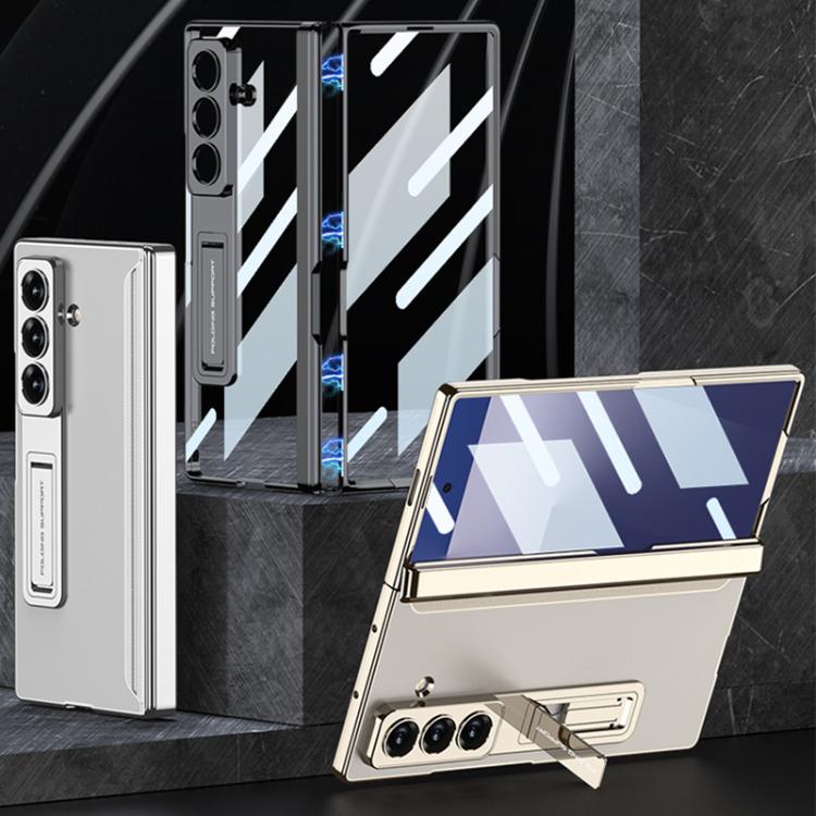 For Samsung Galaxy Z Fold7 5G GKK Integrated Magnetic Phantom Hinge Phone Case with Holder(Silver) - Galaxy Z Fold7 5G Cases by GKK | Online Shopping UK | buy2fix