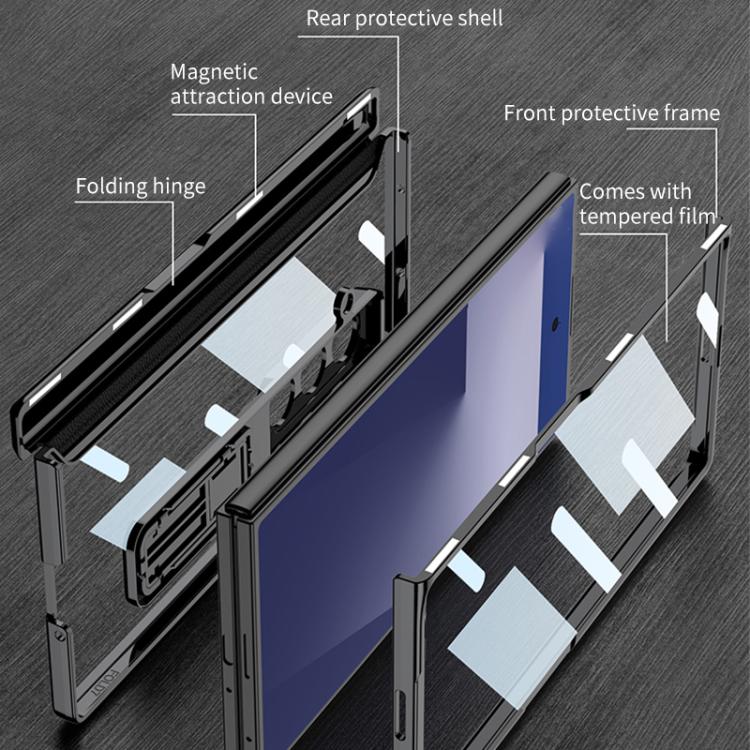 For Samsung Galaxy Z Fold7 5G GKK Integrated Magnetic Phantom Hinge Phone Case with Holder(Black) - Galaxy Z Fold7 5G Cases by GKK | Online Shopping UK | buy2fix