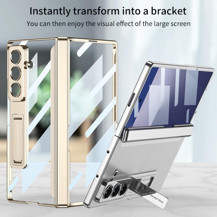 For Samsung Galaxy Z Fold7 5G GKK Integrated Magnetic Phantom Hinge Phone Case with Holder(Silver) - Galaxy Z Fold7 5G Cases by GKK | Online Shopping UK | buy2fix