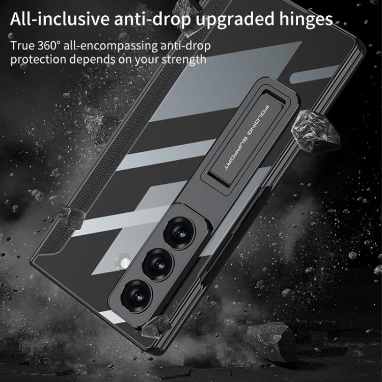 For Samsung Galaxy Z Fold7 5G GKK Integrated Magnetic Phantom Hinge Phone Case with Holder(Silver) - Galaxy Z Fold7 5G Cases by GKK | Online Shopping UK | buy2fix
