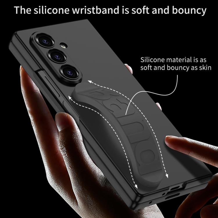 For Samsung Galaxy Z Fold7 5G GKK Integrated Silicone Wristband Folding Phone Case(Silver) - Galaxy Z Fold7 5G Cases by GKK | Online Shopping UK | buy2fix
