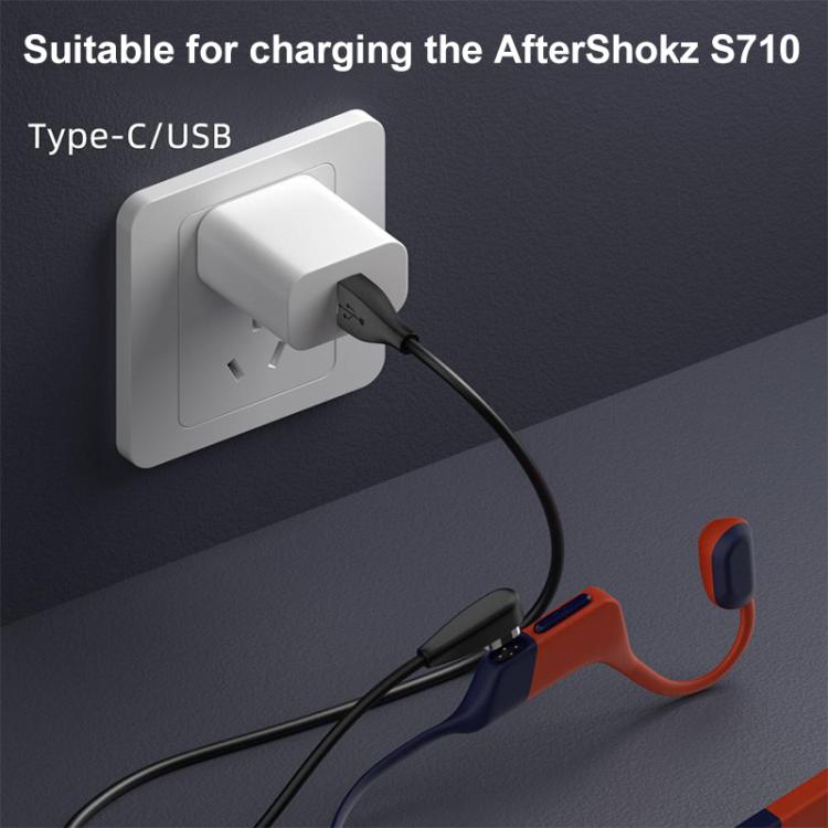 USB to 4 Pin Bone Conduction Earphone Magnetic Charging Cable For Shokz OpenSwim Pro S710(Black) - Other Accessories by buy2fix | Online Shopping UK | buy2fix