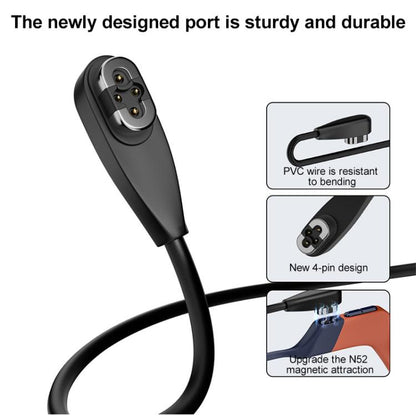 Type-C to 4 Pin Bone Conduction Earphone Magnetic Charging Cable For Shokz OpenSwim Pro S710(Black) - Other Accessories by buy2fix | Online Shopping UK | buy2fix