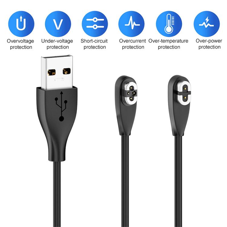 Type-C to 2 Pin / 4 Pin 2 in 1 Magnetic Charging Cable For Shokz Bone Conduction Earphone(Black) - Other Accessories by buy2fix | Online Shopping UK | buy2fix