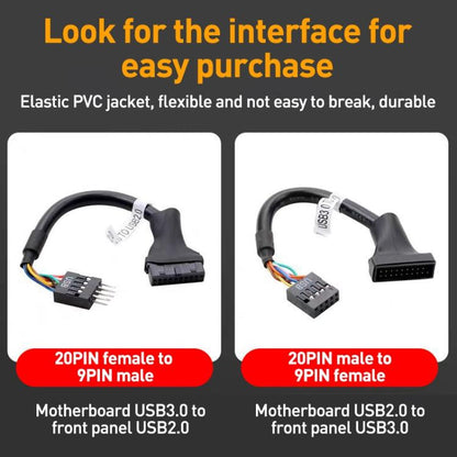 2pcs Computer Motherboard USB3.0 Adapter Cable(9 Pin Male to 20 Pin Female) - USB 3.0 by buy2fix | Online Shopping UK | buy2fix