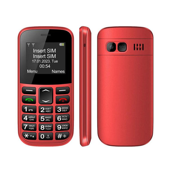 MXMID B210 Keypad Phone, 1.77 inch SC6531E, LED Flashlight, Big Keyboard Big Fonts, SOS, Network: 2G, Dual SIM, Plug:US Plug(Red)