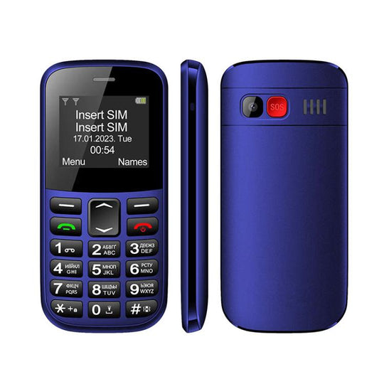 MXMID B210 Keypad Phone, 1.77 inch SC6531E, LED Flashlight, Big Keyboard Big Fonts, SOS, Network: 2G, Dual SIM, Plug:US Plug(Blue)