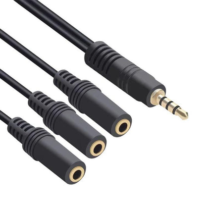 3 in 1 DC 3.5mm Audio Cable with Stereo(Black) - Cable & Splitter by buy2fix | Online Shopping UK | buy2fix