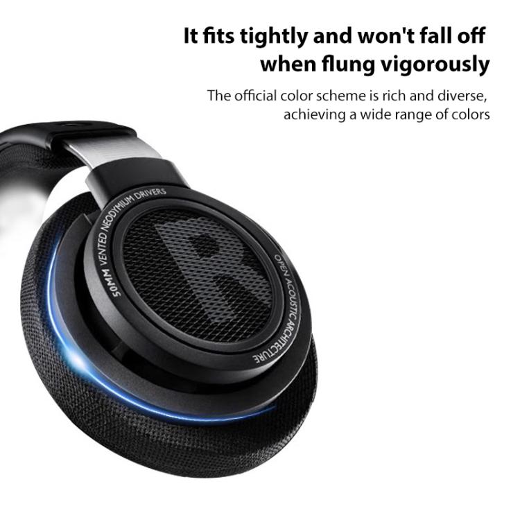 1 Pair Protein Leather Stitching LR Printing Earphone Replacement Earpads Pads For Philips SHP9500(Black) - Earmuff & Pad by buy2fix | Online Shopping UK | buy2fix