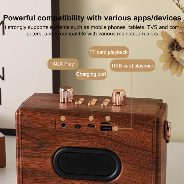 H1 Portable Outdoor Bluetooth Wireless Smart Speaker with Microphone(Wood Grain) - Desktop Speaker by buy2fix | Online Shopping UK | buy2fix