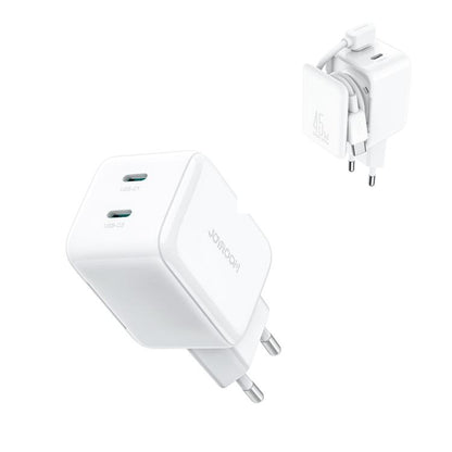 JOYROOM TCL05 45W GaN Dual USB-C / Type-C Port Mini Charger, with Cable, Plug:EU Plug(White) - USB Charger by JOYROOM | Online Shopping UK | buy2fix