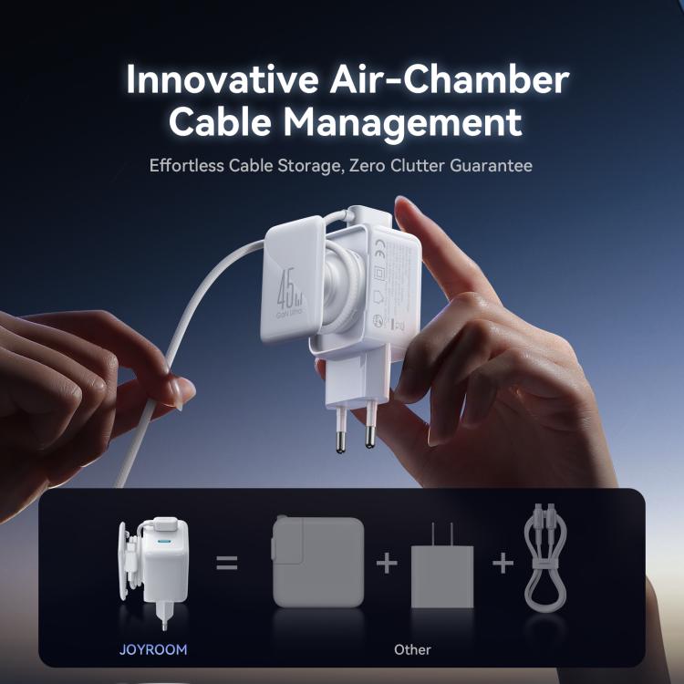 JOYROOM TCL05 45W GaN Dual USB-C / Type-C Port Mini Charger, with Cable, Plug:EU Plug(White) - USB Charger by JOYROOM | Online Shopping UK | buy2fix