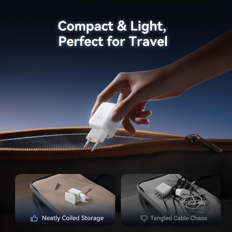 JOYROOM TCL05 45W GaN Dual USB-C / Type-C Port Mini Charger, with Cable, Plug:EU Plug(White) - USB Charger by JOYROOM | Online Shopping UK | buy2fix