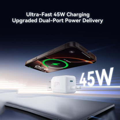 JOYROOM TCL05 45W GaN Dual USB-C / Type-C Port Mini Charger, with Cable, Plug:EU Plug(White) - USB Charger by JOYROOM | Online Shopping UK | buy2fix