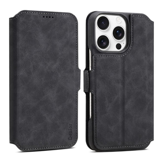 For iPhone 15 Pro Max Denior B07 MagSafe Detachable Leather Phone Case(Black)