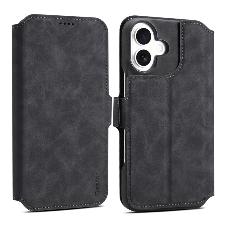 For iPhone 16 Denior B07 MagSafe Detachable Leather Phone Case(Black) - iPhone 16 Cases by Denior | Online Shopping UK | buy2fix
