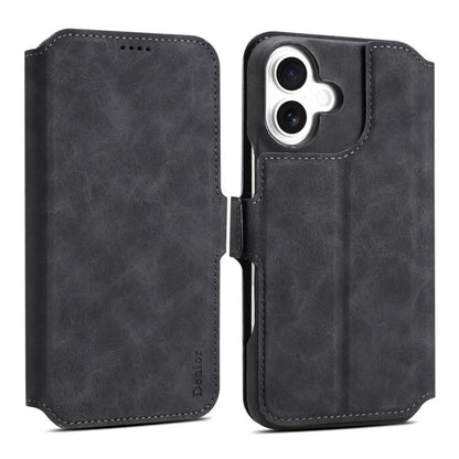 For iPhone 16 Denior B07 MagSafe Detachable Leather Phone Case(Black) - iPhone 16 Cases by Denior | Online Shopping UK | buy2fix