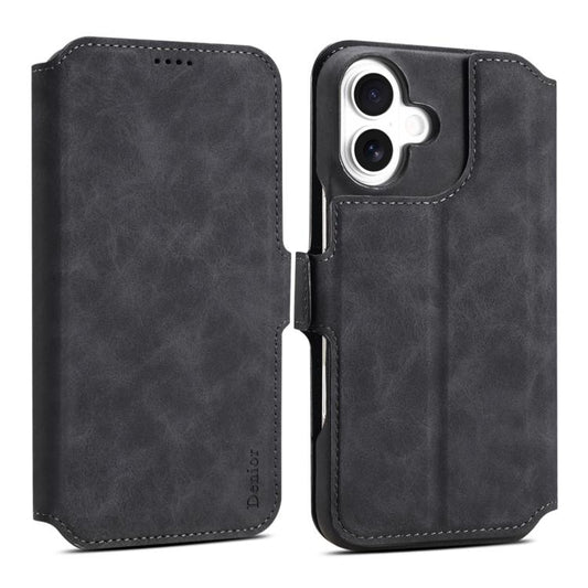 For iPhone 16 Denior B07 MagSafe Detachable Leather Phone Case(Black) - iPhone 16 Cases by Denior | Online Shopping UK | buy2fix