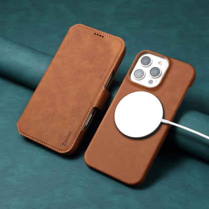For iPhone 16 Denior B07 MagSafe Detachable Leather Phone Case(Brown) - iPhone 16 Cases by Denior | Online Shopping UK | buy2fix