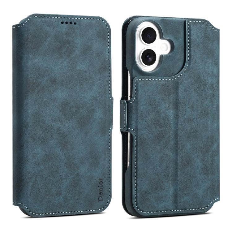 For iPhone 16 Plus Denior B07 MagSafe Detachable Leather Phone Case(Blue) - iPhone 16 Plus Cases by Denior | Online Shopping UK | buy2fix