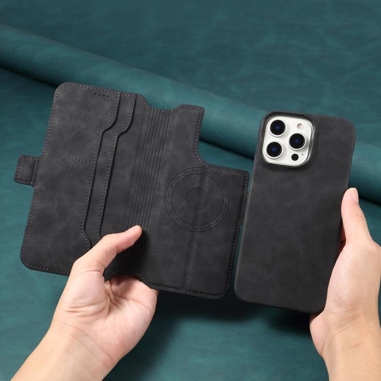 For iPhone 16 Pro Denior B07 MagSafe Detachable Leather Phone Case(Black) - iPhone 16 Pro Cases by Denior | Online Shopping UK | buy2fix