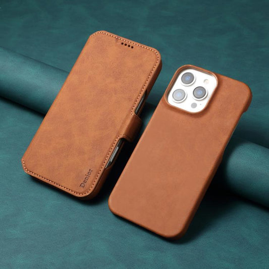 For iPhone 16 Pro Denior B07 MagSafe Detachable Leather Phone Case(Brown) - iPhone 16 Pro Cases by Denior | Online Shopping UK | buy2fix