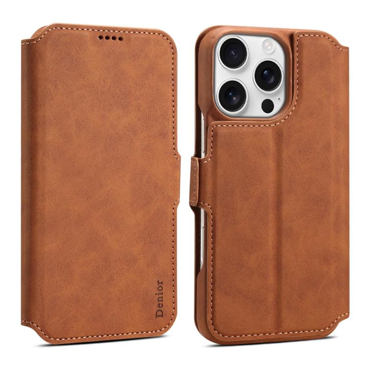 For iPhone 16 Pro Max Denior B07 MagSafe Detachable Leather Phone Case(Brown) - iPhone 16 Pro Max Cases by Denior | Online Shopping UK | buy2fix