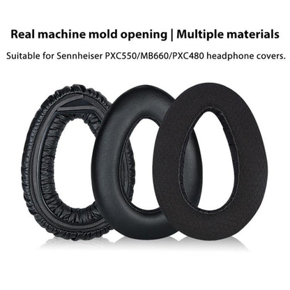 2pcs Snap-on Replacement Earpads For Sennheiser PXC550 / PXC480 / MB660, Material:Thickened Protein Leather(Black) - Earmuff & Pad by buy2fix | Online Shopping UK | buy2fix