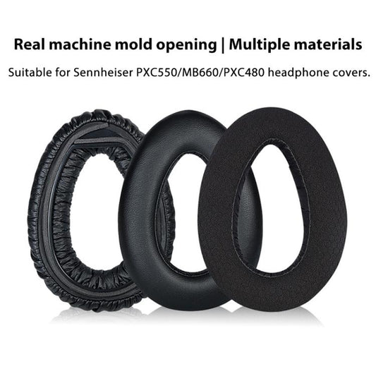 2pcs Snap-on Replacement Earpads For Sennheiser PXC550 / PXC480 / MB660, Material:Thickened Protein Leather(Black) - Earmuff & Pad by buy2fix | Online Shopping UK | buy2fix