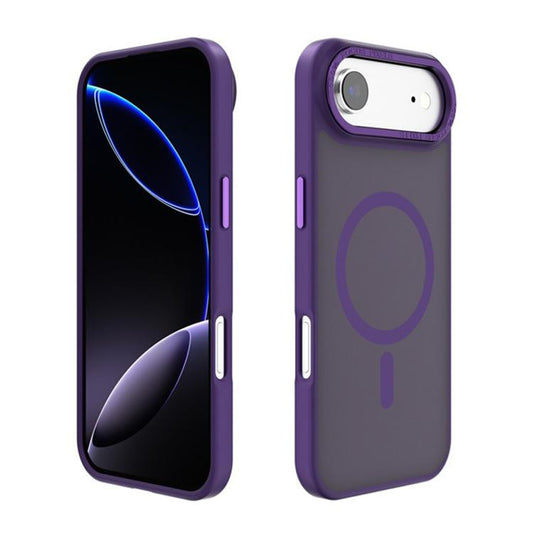 For iPhone 17 Air Kalebol Metal Lens Frame MagSafe Frosted PC Phone Case(Dark Purple) - iPhone 17 Air Cases by Kalebol | Online Shopping UK | buy2fix