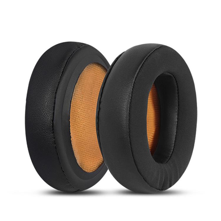 2pcs Insert Protein Leather Ice Silk Cloth Replacement Earpads For Sennheiser MOMENTUM 2.0(Black Yellow) - Earmuff & Pad by buy2fix | Online Shopping UK | buy2fix