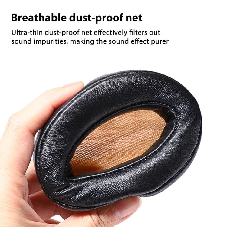2pcs Insert Protein Leather Ice Silk Cloth Replacement Earpads For Sennheiser MOMENTUM 2.0(Black Yellow) - Earmuff & Pad by buy2fix | Online Shopping UK | buy2fix